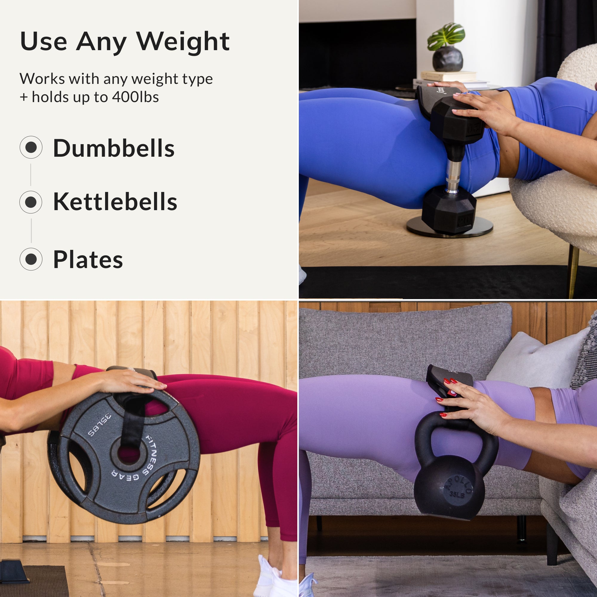 Bellabooty Exercise Hip Thrust Belt, Easy to Use with Dumbbells,  Kettlebells, or Plates, Slip-Resistant Padding that Protects Your Hips for  the Gym